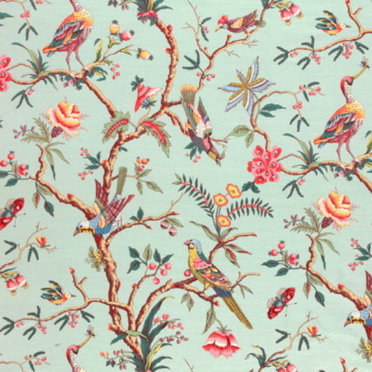 BR-79748-403 BIRDS OF A FEATHER LINEN & COTTON PRINT C ELADON BRUNSCHWIG & FILS