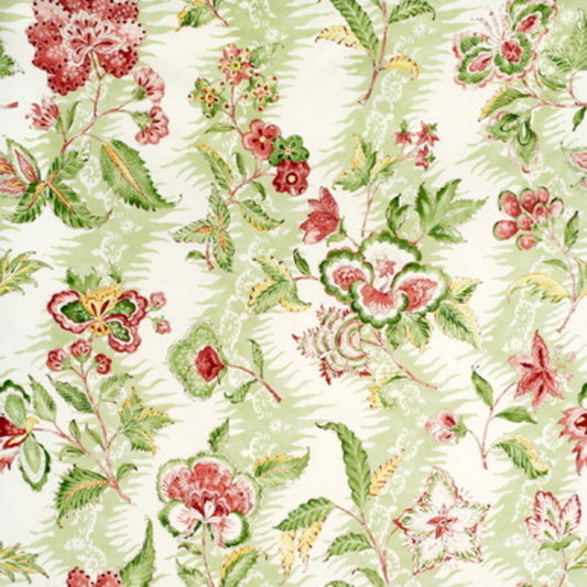 BR-79789-634 MONSOON FLORAL LINEN & COTTON PRINT CORAL/LETTUCE BRUNSCHWIG & FILS