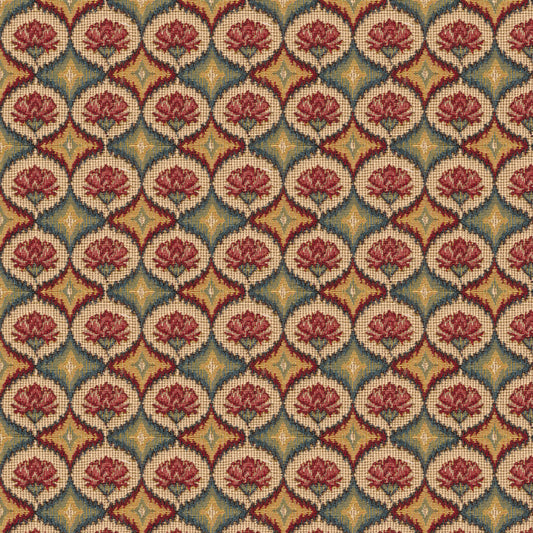 BR-89438-M12 FABIENNE WOVEN TAPESTRY RED BLUE BRUNSCHWIG & FILS