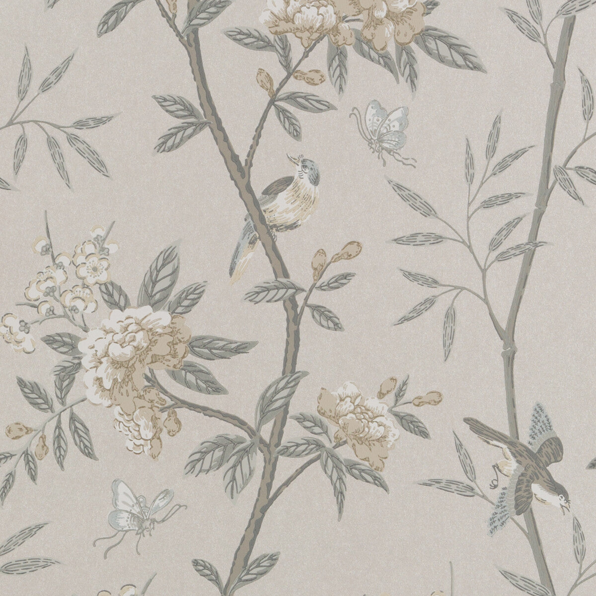 BW45066-1 PEONY & BLOSSOM DOVE/SILVER G P & J BAKER Wallpaper