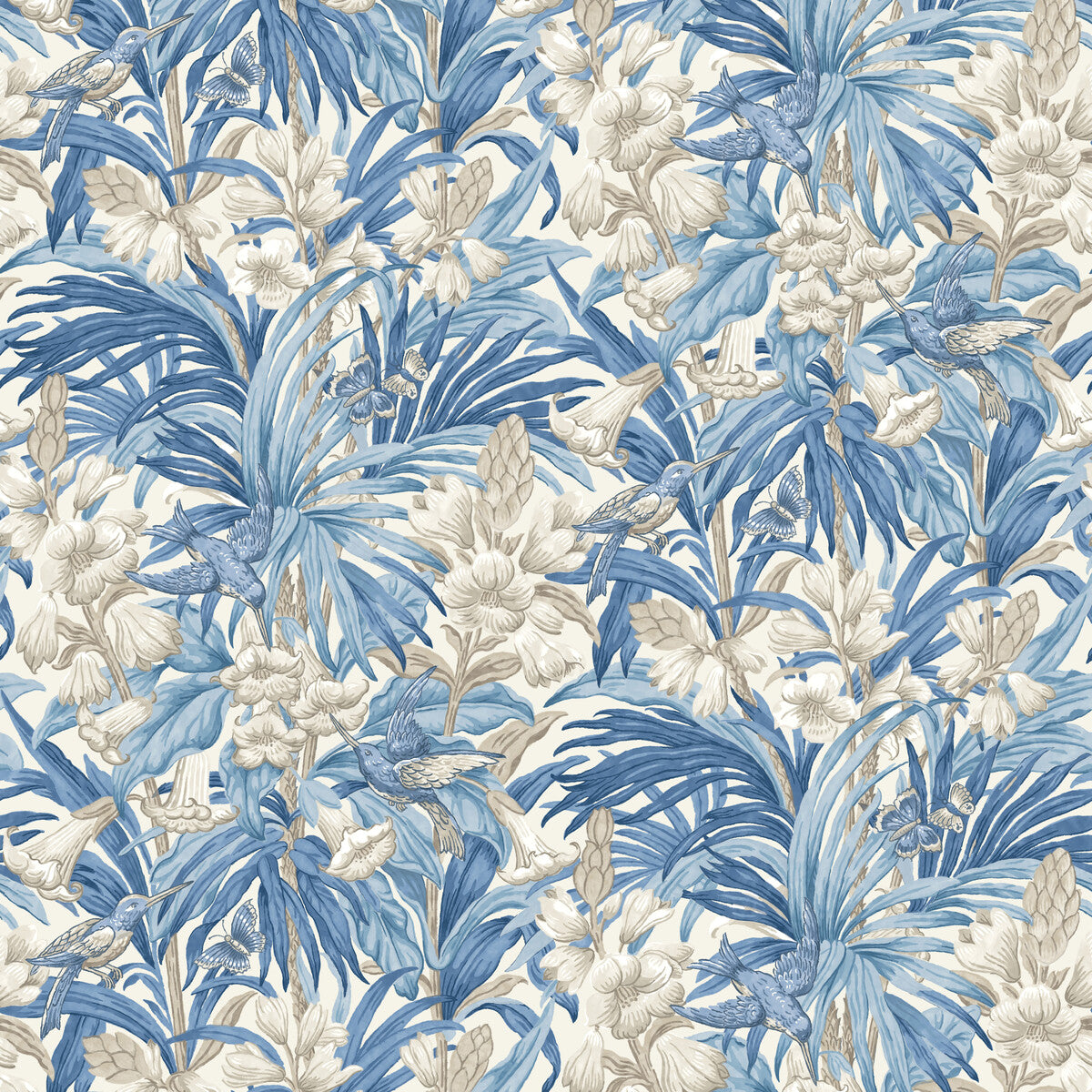 BW45103-4 TRUMPET FLOWERS BLUE G P & J BAKER Wallpaper