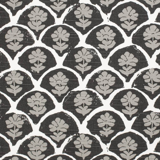 CB600-236 Abstract & Geometric,Floral Black Charlotte Fabrics Linen,Prints