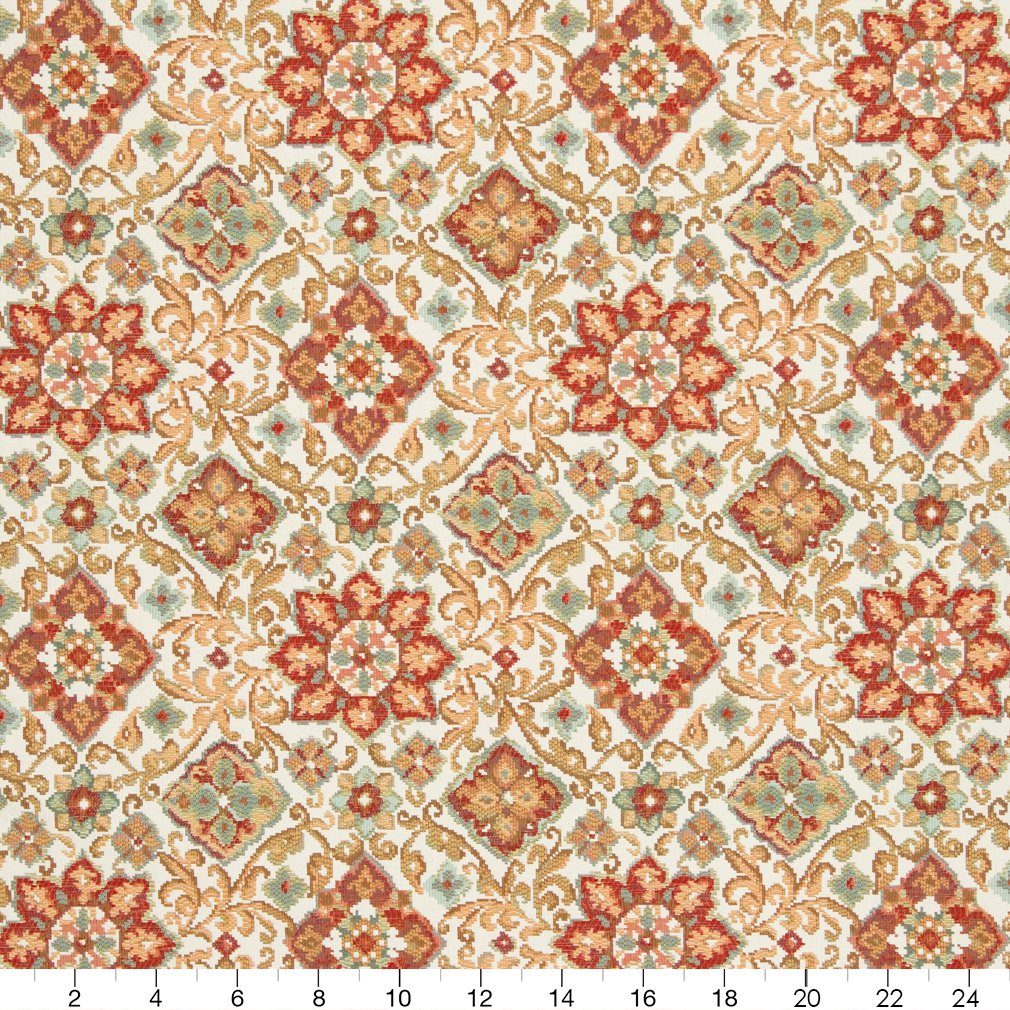 CB800-100 Damask nan Green,Orange & Rust Charlotte Colors