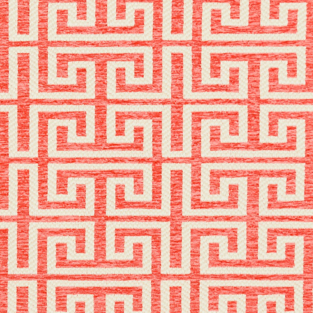 CB800-125 Abstract & Geometric,Greek Key Coral & Peach Charlotte Fabrics Woven Patterns