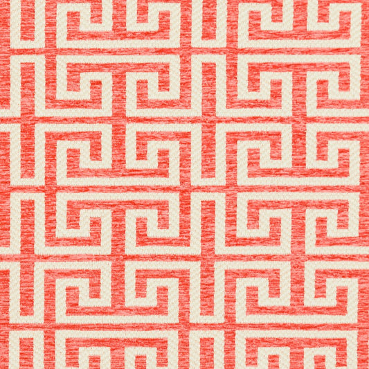 CB800-125 Abstract & Geometric,Greek Key Coral & Peach Charlotte Fabrics Woven Patterns