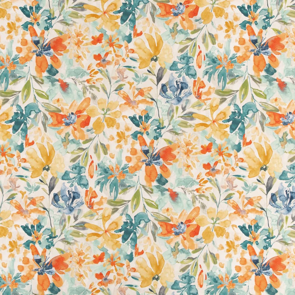 CB800-279 Floral nan Aqua & Teal,Orange & Rust Charlotte Colors