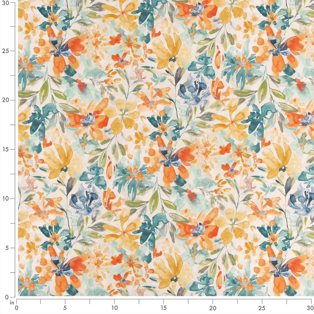 CB800-279 Floral nan Aqua & Teal,Orange & Rust Charlotte Colors