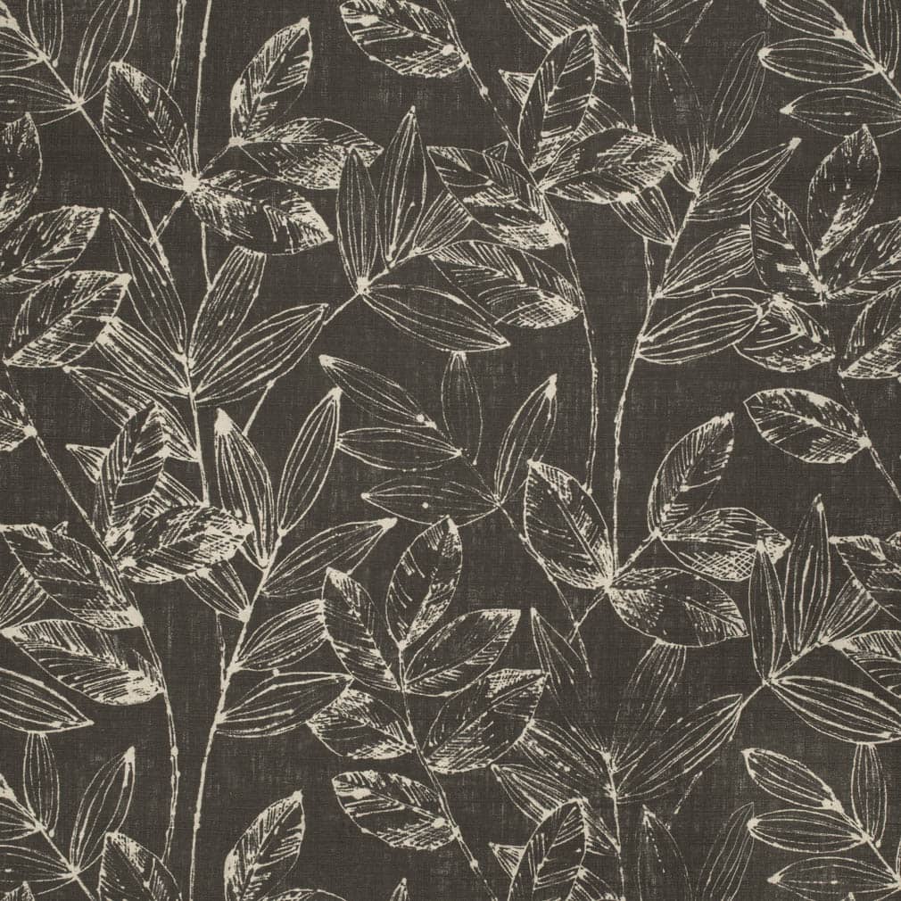 CB800-410 Abstract & Geometric,Leaves Black Charlotte Fabrics Linen,Prints