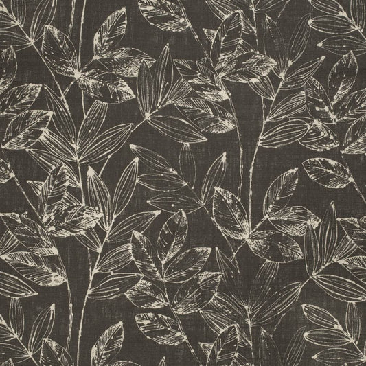 CB800-410 Abstract & Geometric,Leaves Black Charlotte Fabrics Linen,Prints