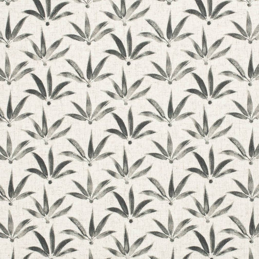 CB900-126 Abstract & Geometric,Leaves Black,Grey & Silver Charlotte Fabrics Linen,Prints