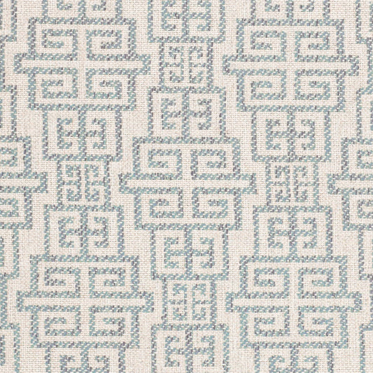 CB900-162 Abstract & Geometric,Greek Key Aqua & Teal Charlotte Fabrics Woven Patterns