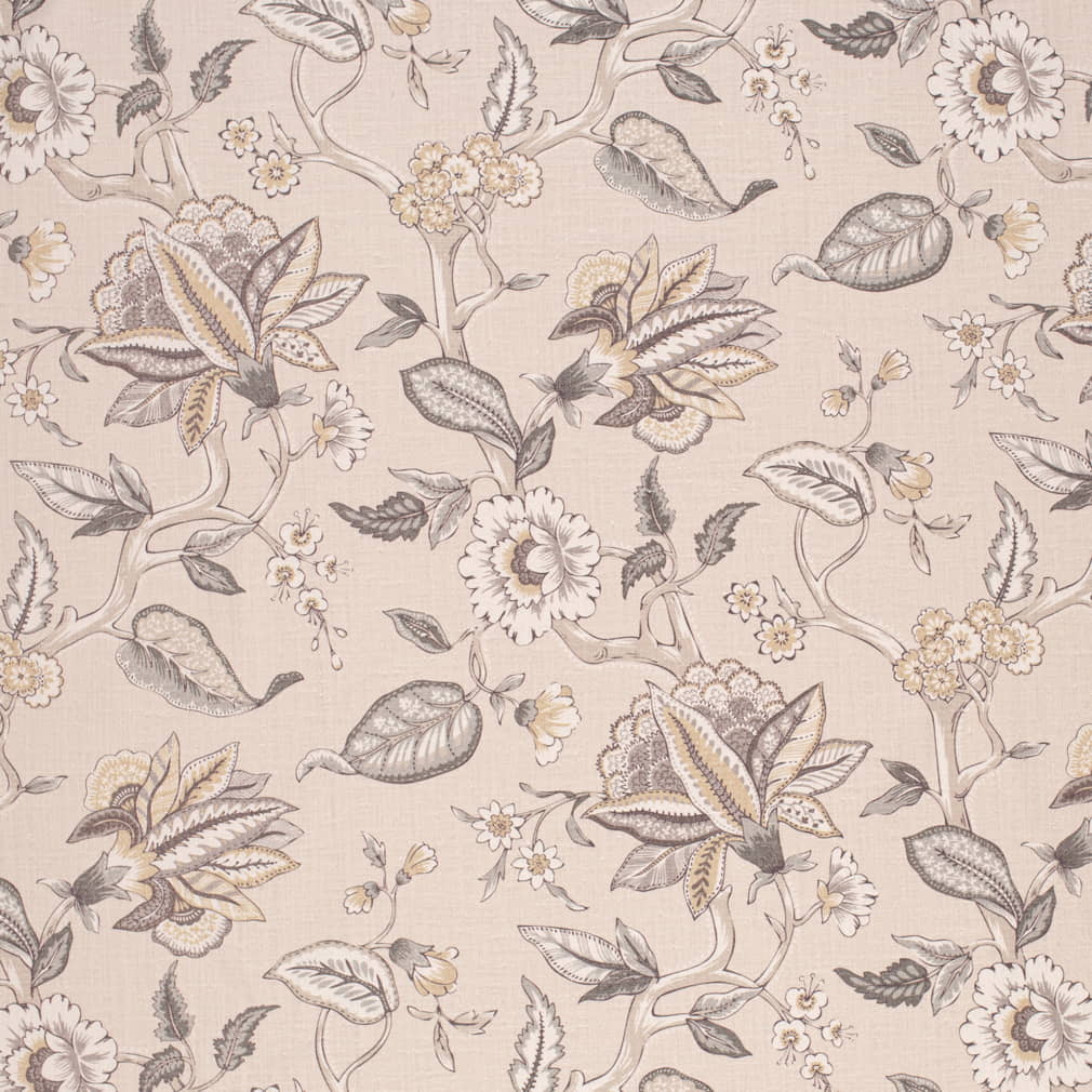 CB900-173 Floral Beige & Taupe,Grey & Silver Charlotte Fabrics Linen,Prints
