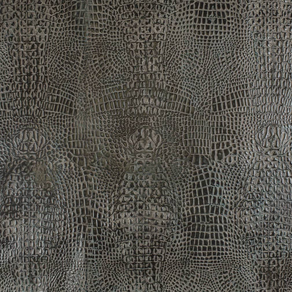 Caiman Midnight Black,Grey & Silver Charlotte Fabrics Genuine Leather