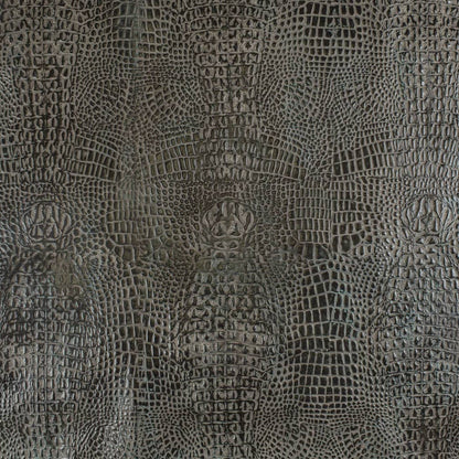 Caiman Midnight Black,Grey & Silver Charlotte Fabrics Genuine Leather