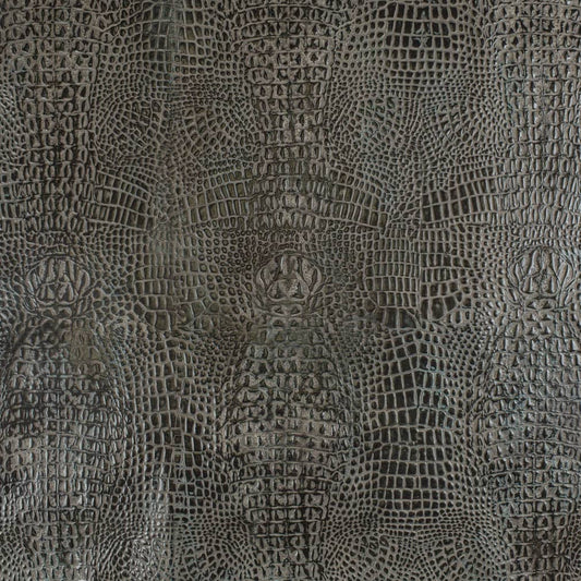 Caiman Midnight Black,Grey & Silver Charlotte Fabrics Genuine Leather