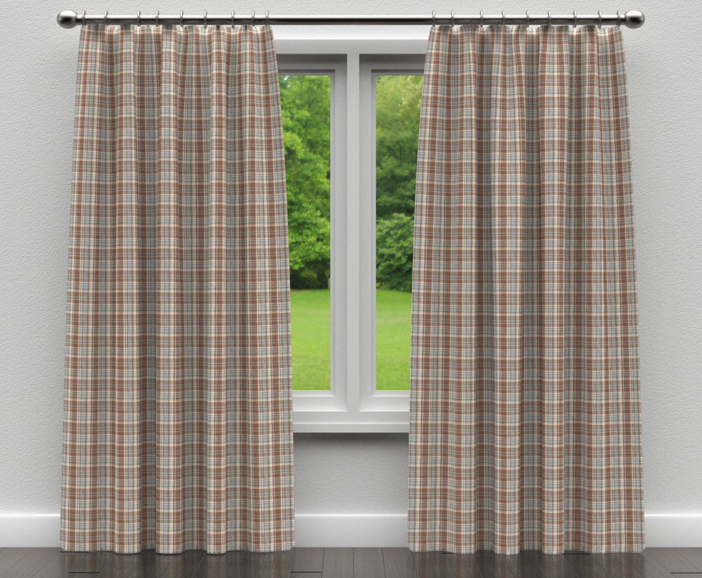 D104 Plaid Cornflower Plaid Aqua & Teal,Brown Charlotte Fabrics