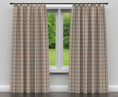 D104 Plaid Cornflower Plaid Aqua & Teal,Brown Charlotte Fabrics