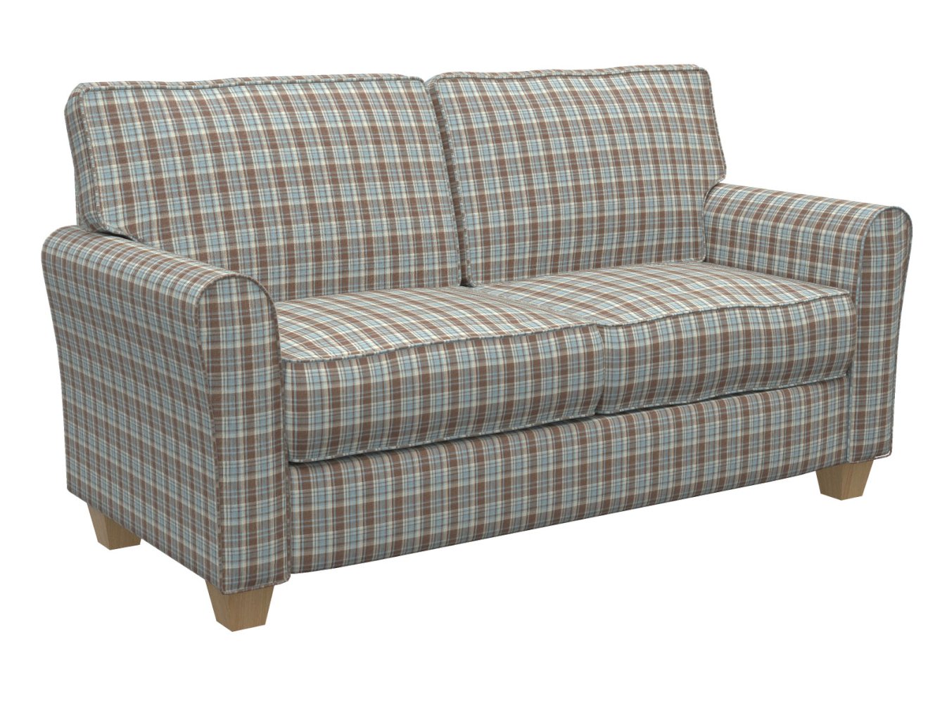 D104 Plaid Cornflower Plaid Aqua & Teal,Brown Charlotte Fabrics