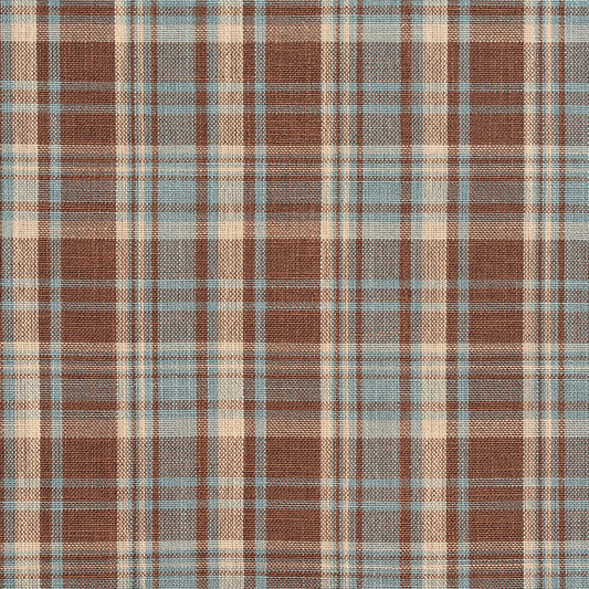 D104 Plaid Cornflower Plaid Aqua & Teal,Brown Charlotte Fabrics