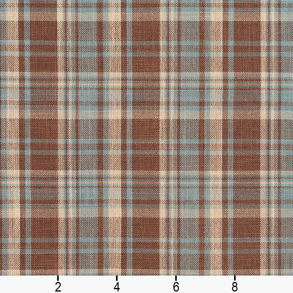 D104 Plaid Cornflower Plaid Aqua & Teal,Brown Charlotte Fabrics