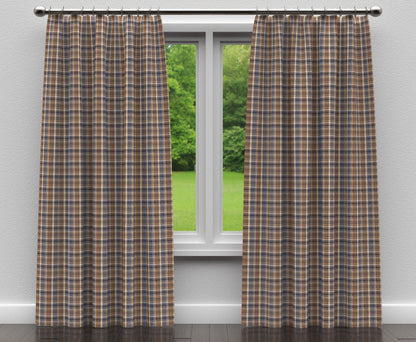 D106 Plaid Indigo Plaid Blue,Brown Charlotte Fabrics