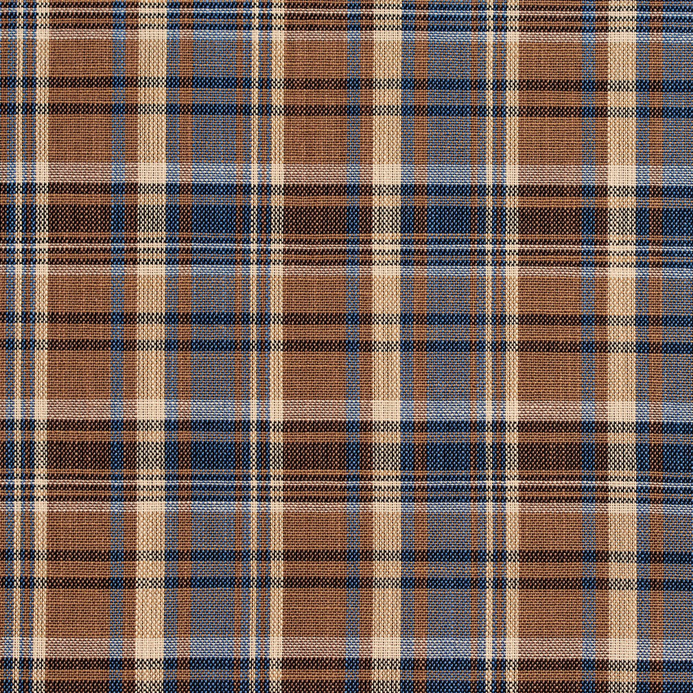 D106 Plaid Indigo Plaid Blue,Brown Charlotte Fabrics