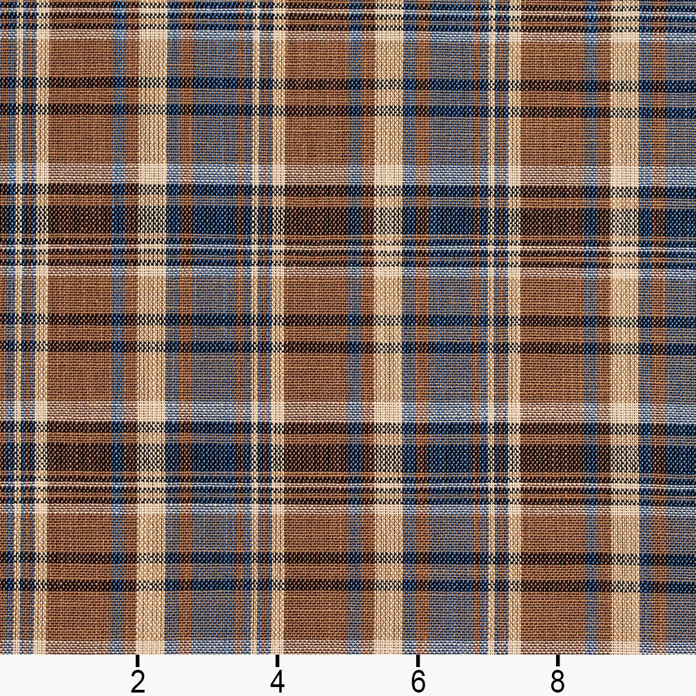 D106 Plaid Indigo Plaid Blue,Brown Charlotte Fabrics