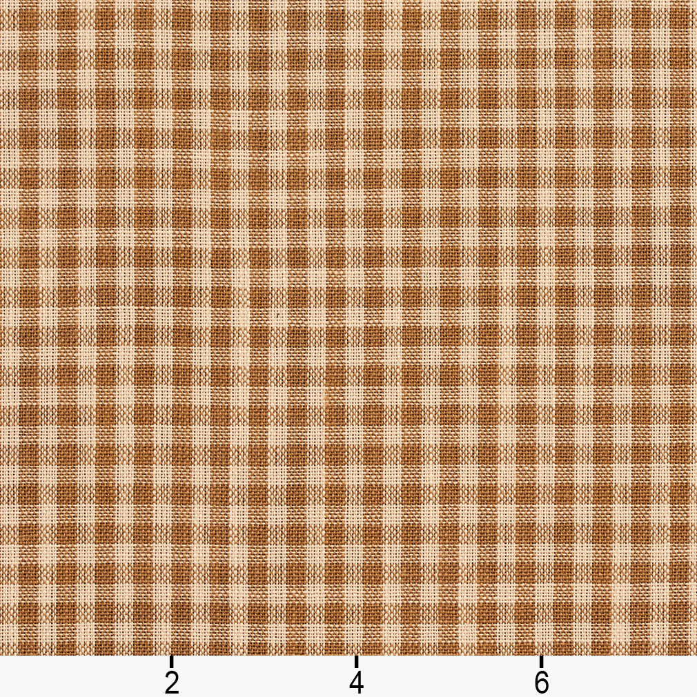 D114 Check & Houndstooth,Small Scale Wheat Gingham Brown Charlotte Fabrics