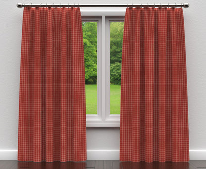 D122 Plaid,Small Scale Brick Checkerboard Red & Burgundy Charlotte Fabrics