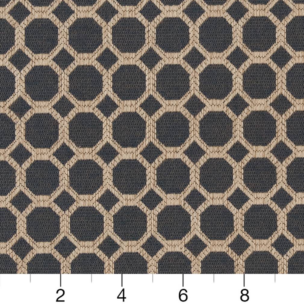 D1230 Abstract & Geometric Indigo Honeycomb Blue Charlotte Fabrics