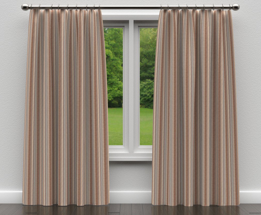 D132 Stripe Cornflower Stripe Aqua & Teal,Brown Charlotte Fabrics