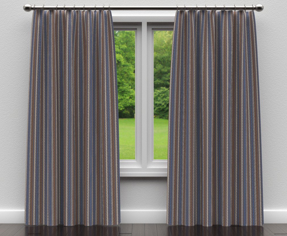 D134 Stripe Indigo Stripe Blue,Brown Charlotte Fabrics