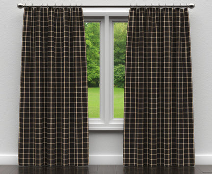 D138 Plaid Onyx Windowpane Black Charlotte Fabrics