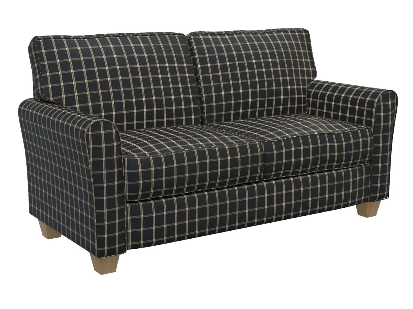 D138 Plaid Onyx Windowpane Black Charlotte Fabrics