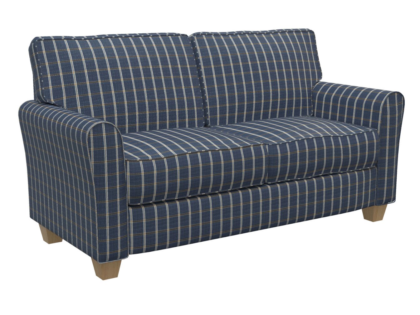 D141 Plaid Indigo Windowpane Blue Charlotte Fabrics