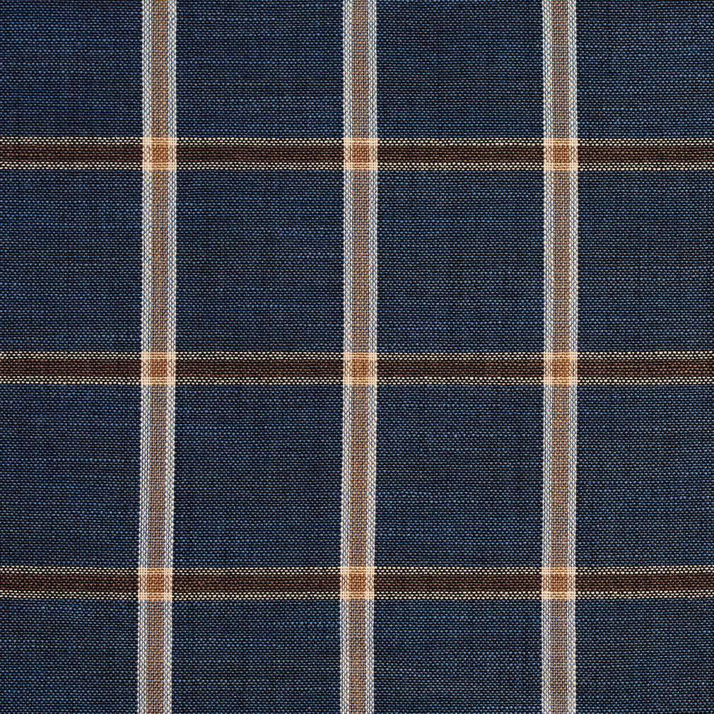 D141 Plaid Indigo Windowpane Blue Charlotte Fabrics