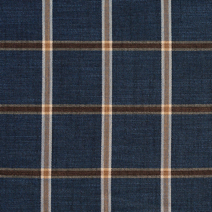 D141 Plaid Indigo Windowpane Blue Charlotte Fabrics