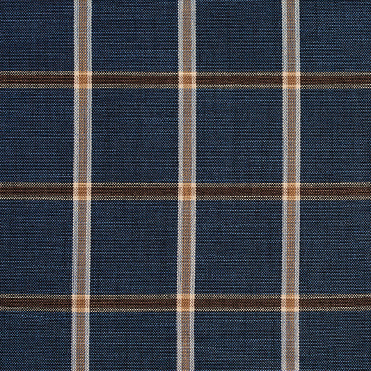 D141 Plaid Indigo Windowpane Blue Charlotte Fabrics