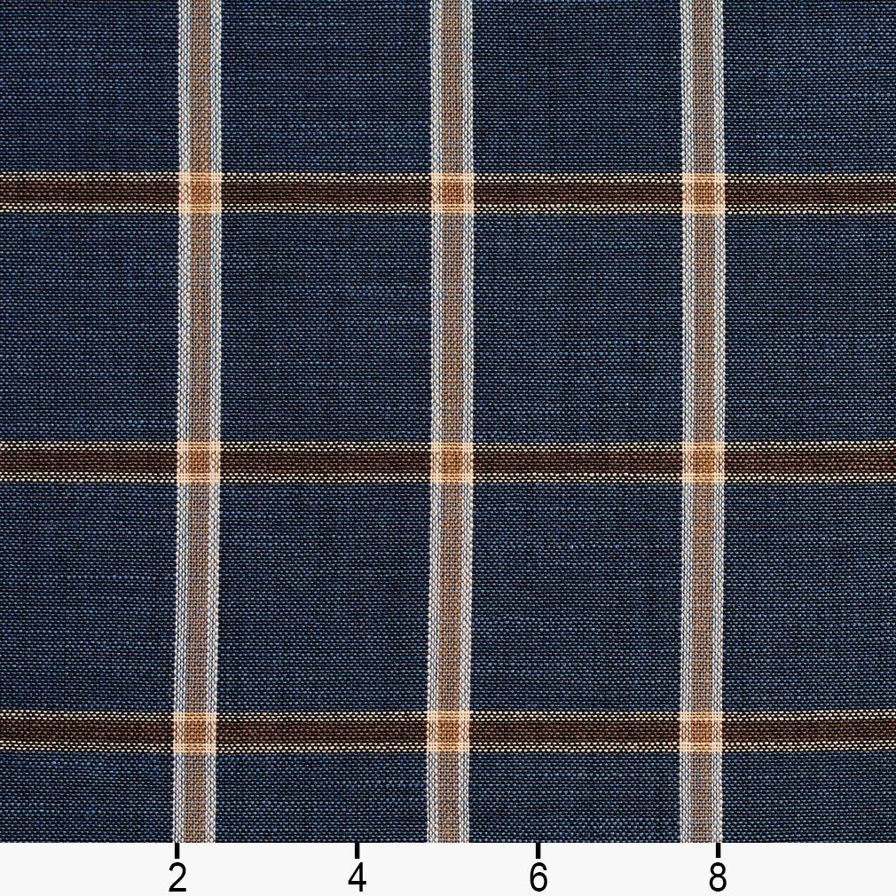 D141 Plaid Indigo Windowpane Blue Charlotte Fabrics