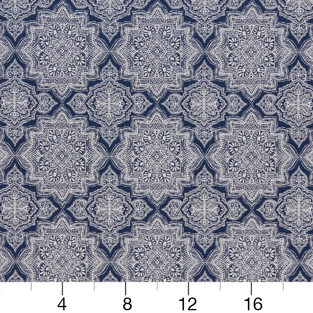 D1433 Abstract & Geometric,Global Indigo Mandala Blue Charlotte Fabrics