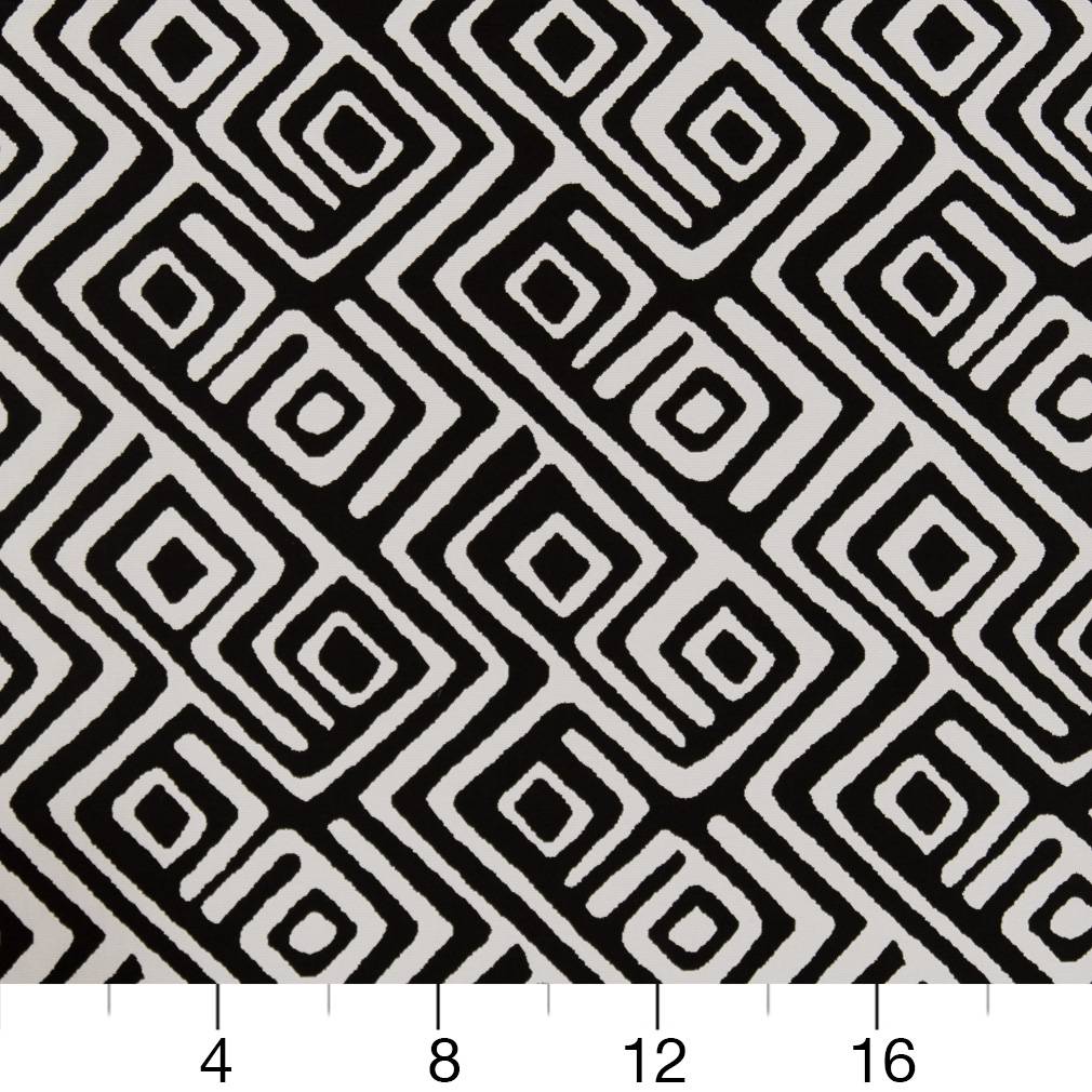 D1441 Abstract & Geometric Onyx Labyrinth Black Charlotte Fabrics