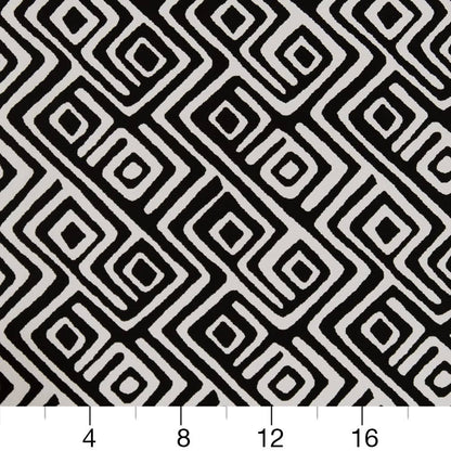 D1441 Abstract & Geometric Onyx Labyrinth Black Charlotte Fabrics