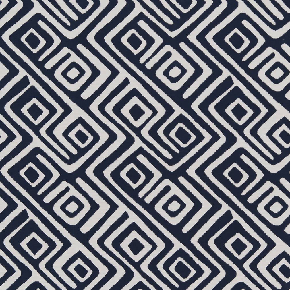 D1442 Abstract & Geometric Nautical Labyrinth Blue Charlotte Fabrics