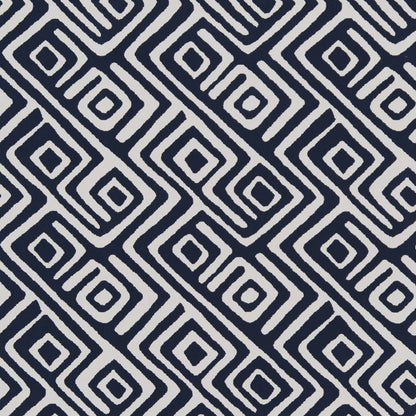 D1442 Abstract & Geometric Nautical Labyrinth Blue Charlotte Fabrics