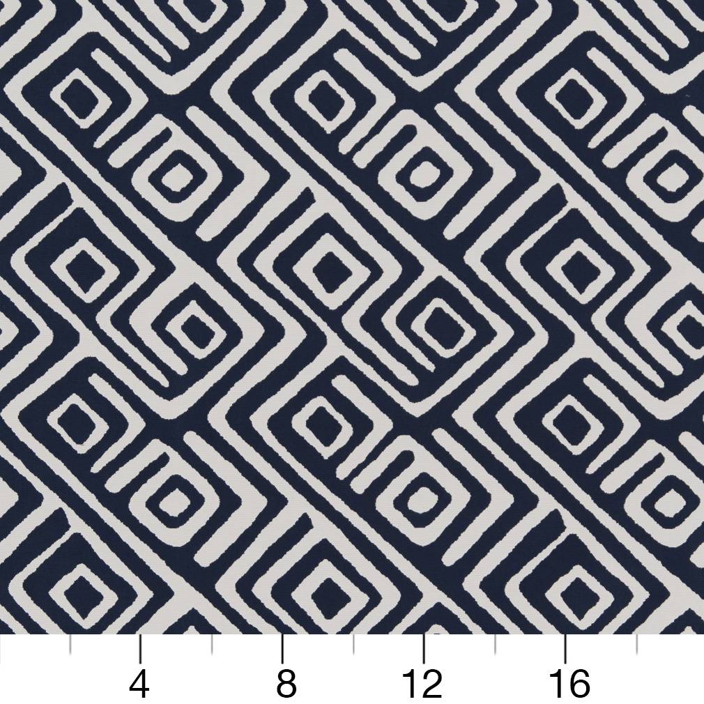 D1442 Abstract & Geometric Nautical Labyrinth Blue Charlotte Fabrics