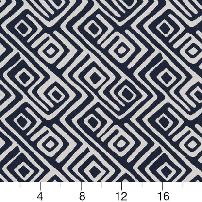 D1442 Abstract & Geometric Nautical Labyrinth Blue Charlotte Fabrics
