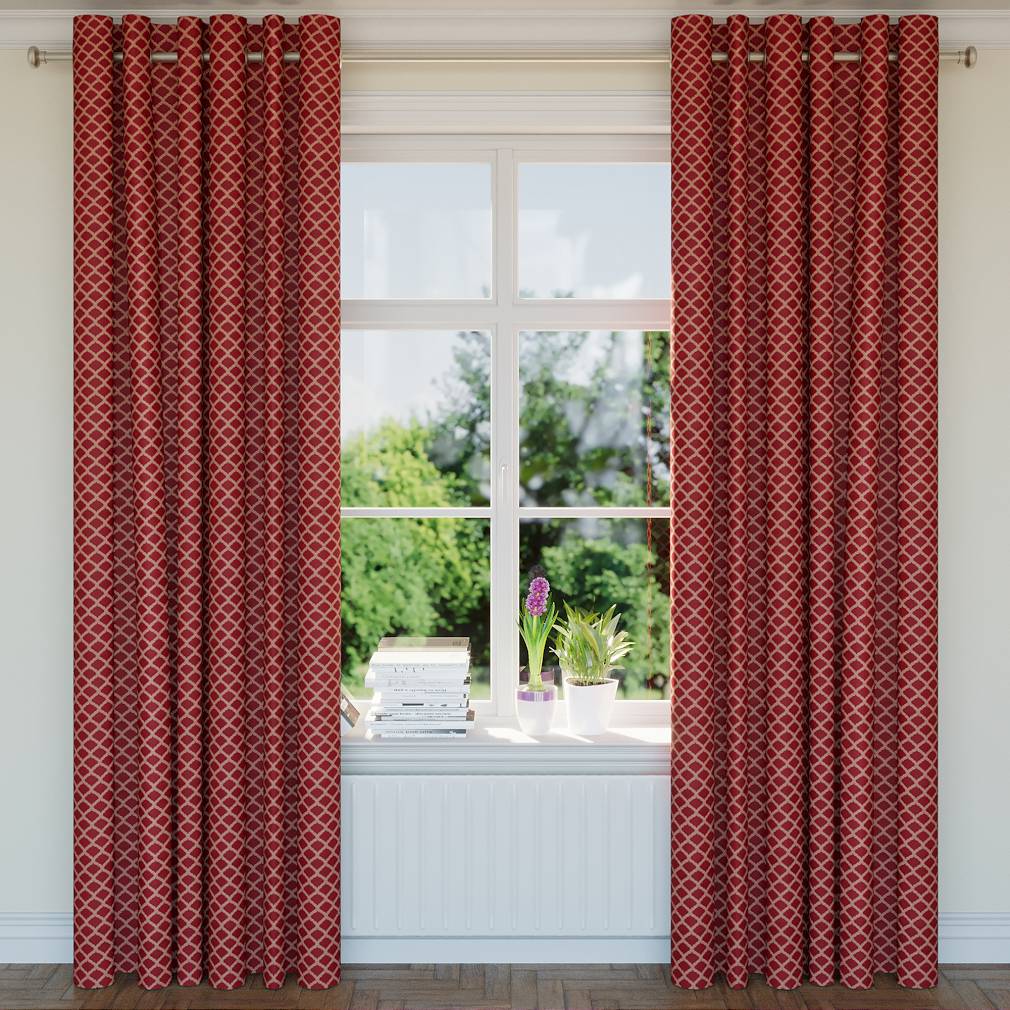 D1531 Abstract & Geometric,Small Scale Merlot Ogee Red & Burgundy Charlotte Fabrics