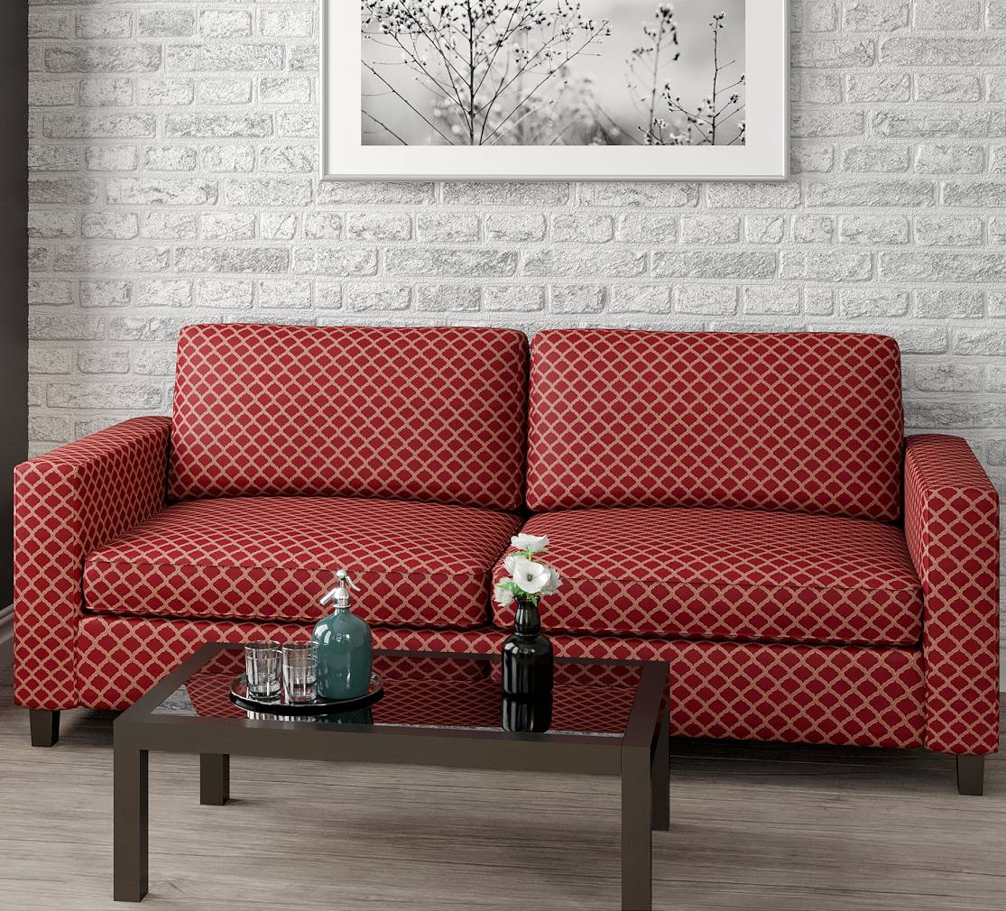 D1531 Abstract & Geometric,Small Scale Merlot Ogee Red & Burgundy Charlotte Fabrics