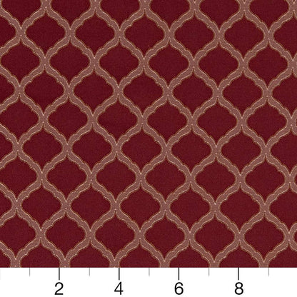 D1531 Abstract & Geometric,Small Scale Merlot Ogee Red & Burgundy Charlotte Fabrics