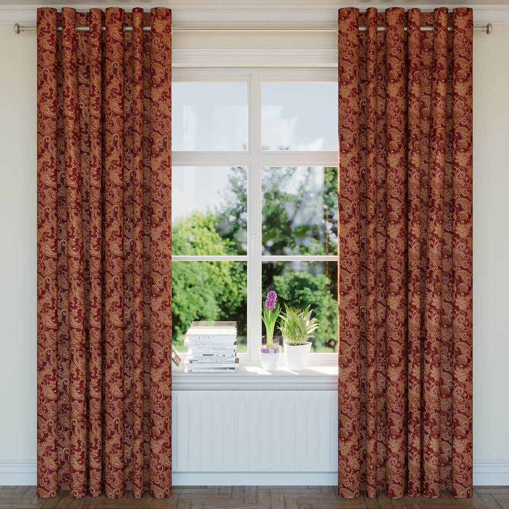 D1555 Floral,Paisley Merlot Paisley Red & Burgundy Charlotte Fabrics
